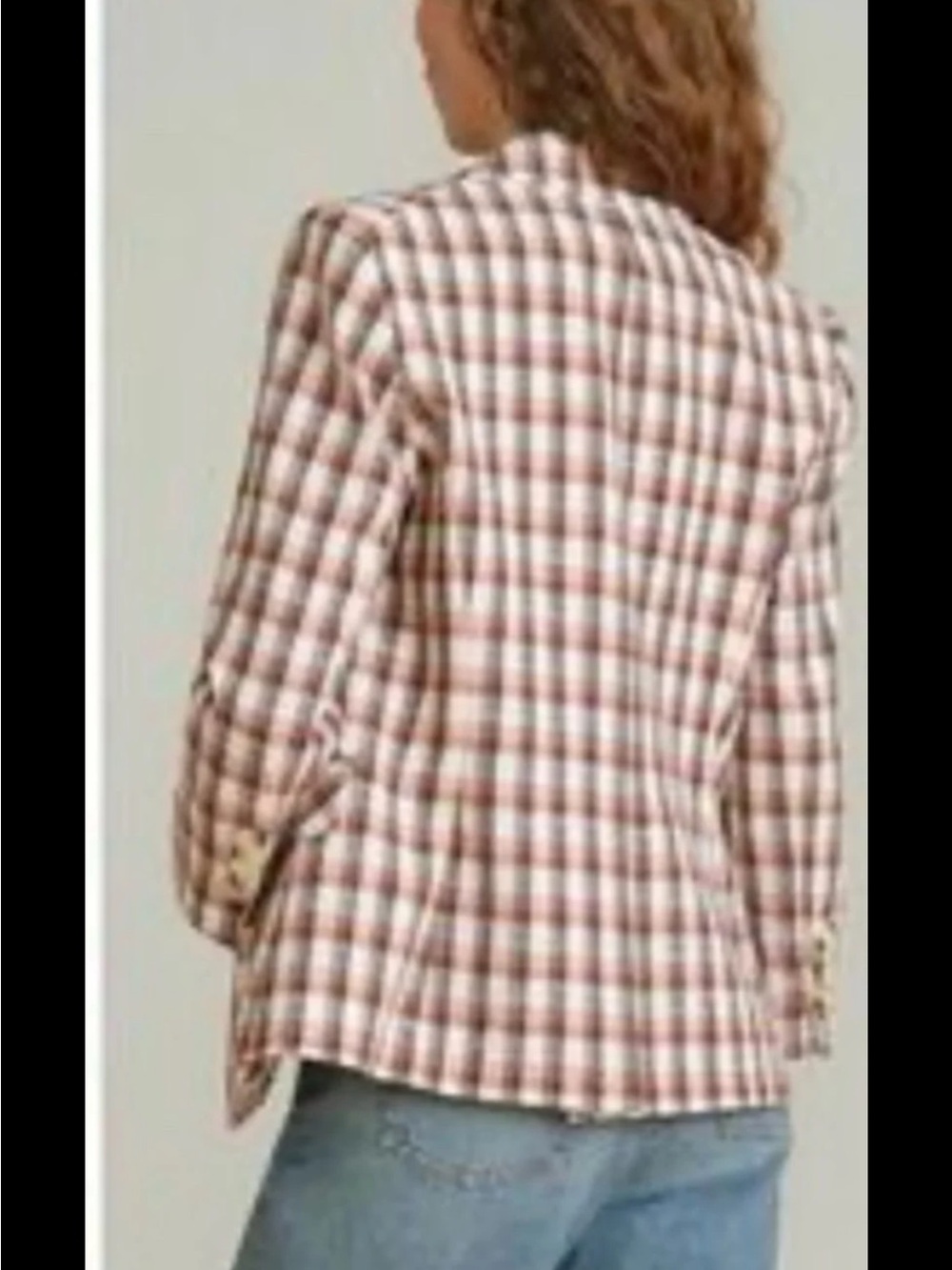 Joie Blazer Spice Plaid Double Breasted Cotton Blend Jacket Size Medium - Picture 10 of 12